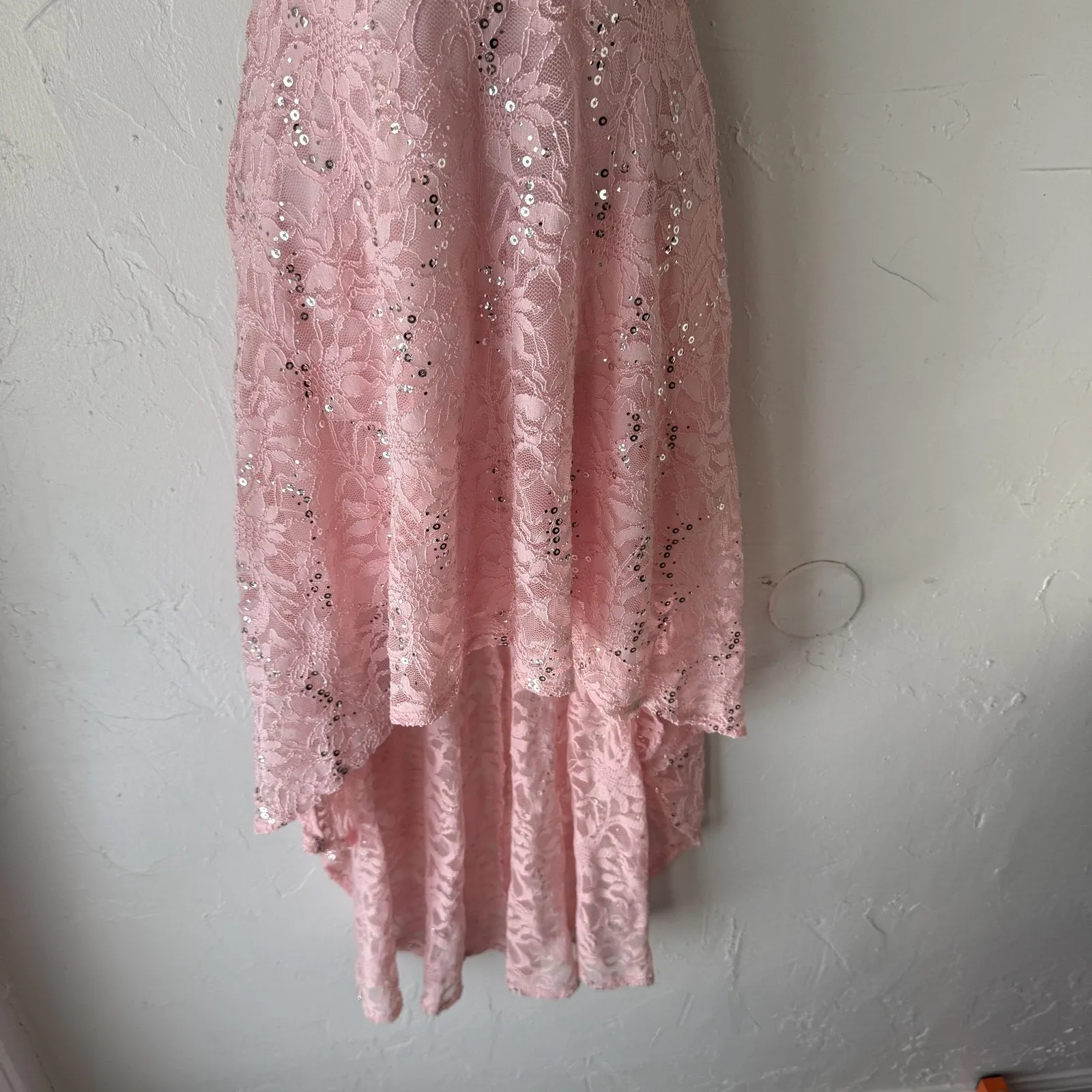 B. Smart Y2k Dress Fairy Size 1 Pink Lace Sequin High‎ Low Formal Prom Coquette - Image 3