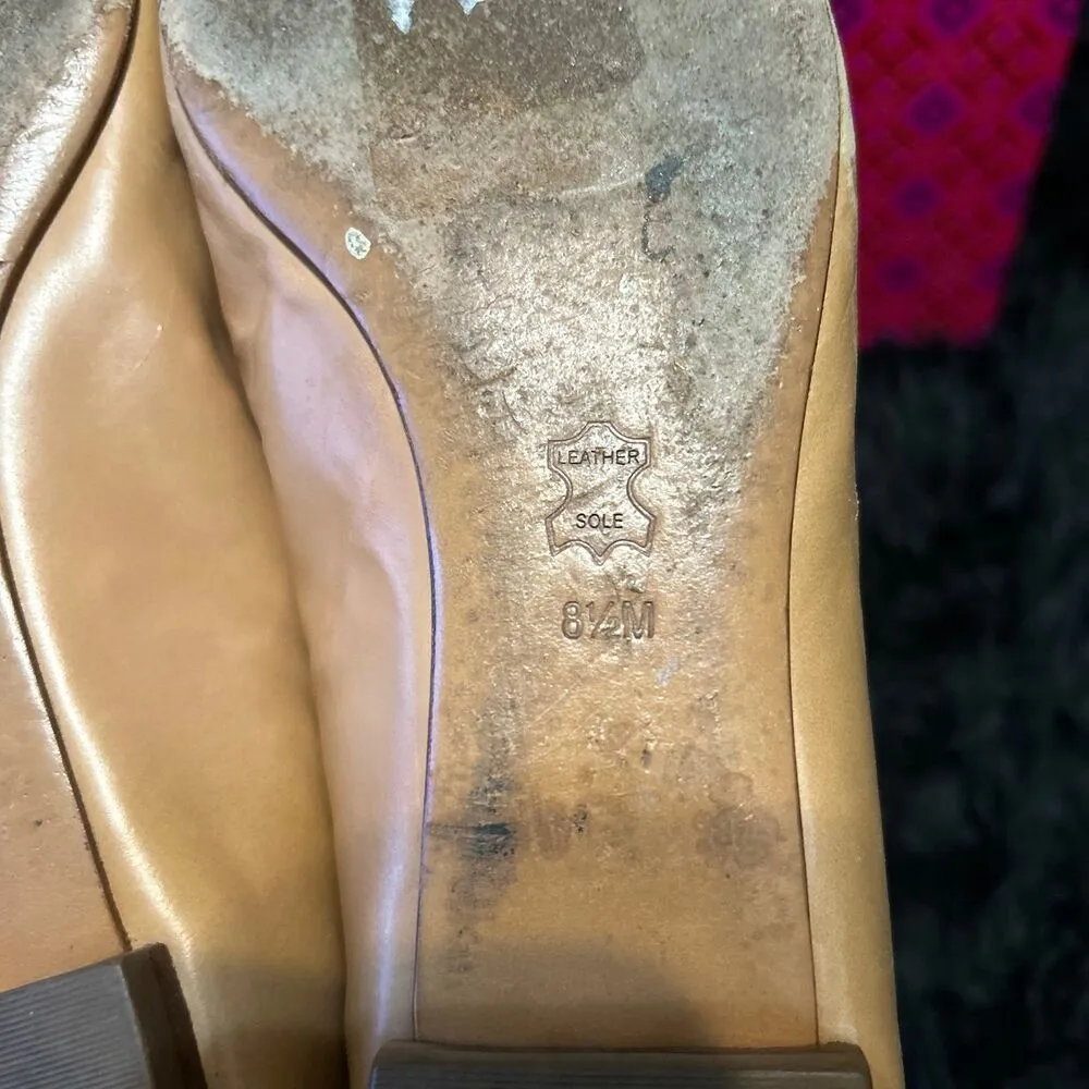 TB TORY BURCH nude tan leather flats slip on shoes women’s 8.5 - Image 3