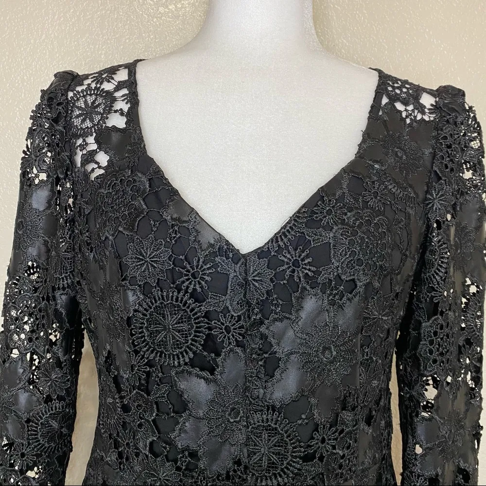Nanette Lepore Black Floral Lace Dress 6 NWT - Image 3