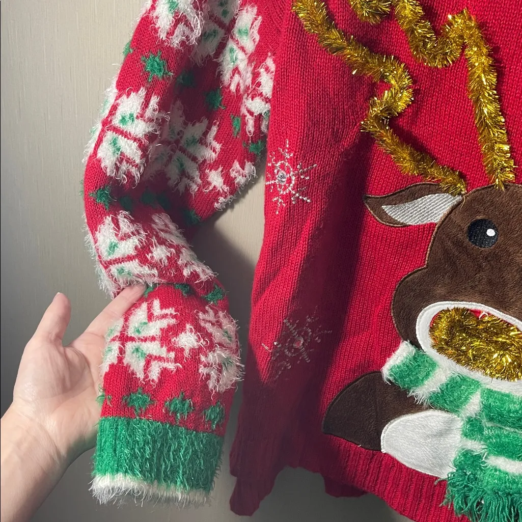 United States sweaters Festive Red Reindeer ugly Christmas Sweater xl Womens - Image 4