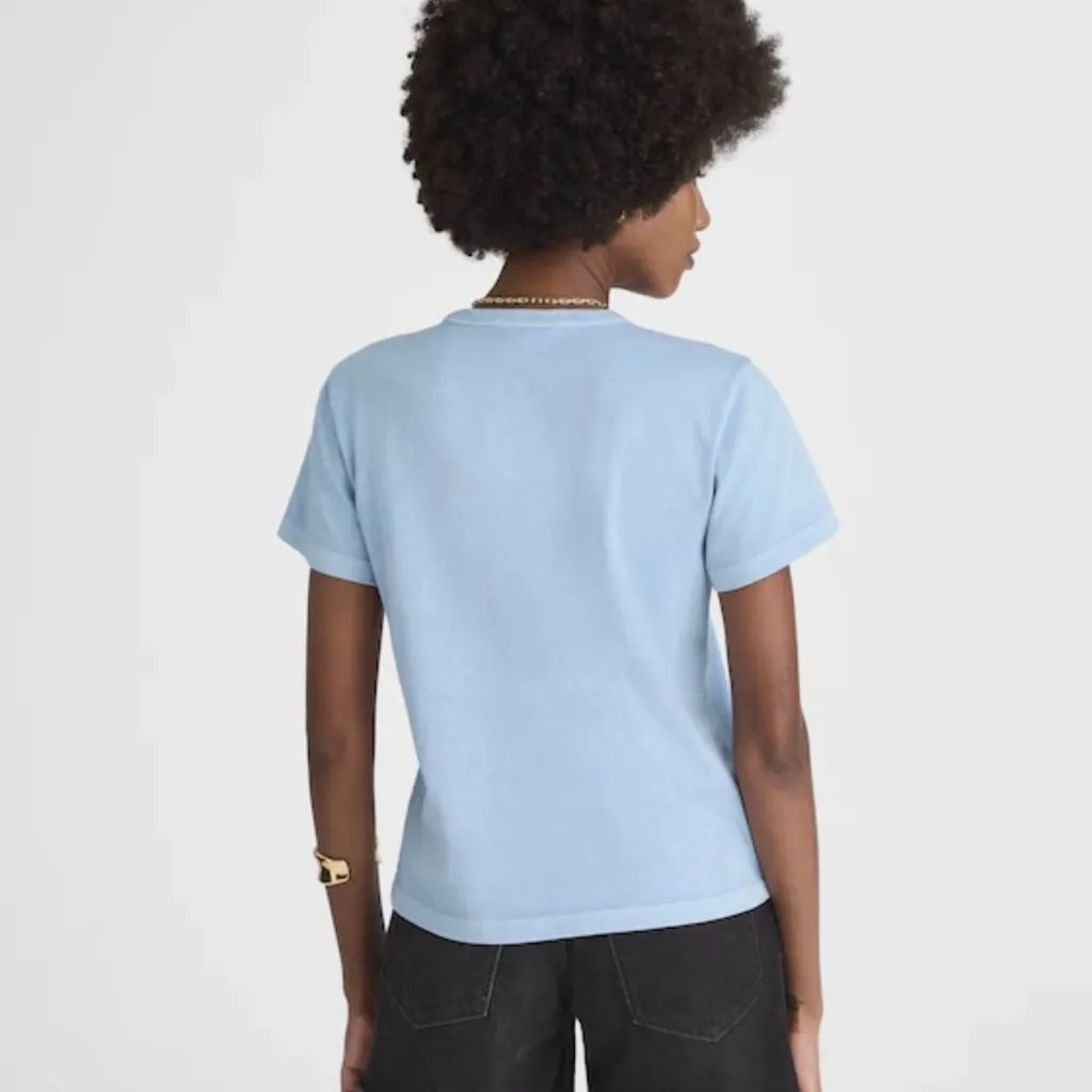 NEW Madewell Light Blue The Perfect Crewneck Tee in Cotton - Size: XS - Image 8
