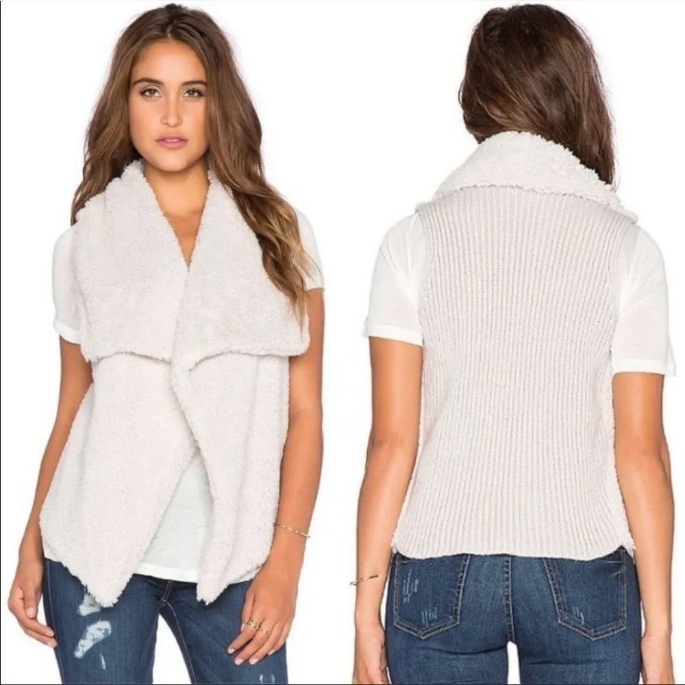 BB‎ Dakota Faux Fur Shearling Vest Cream Size XS - Image 3