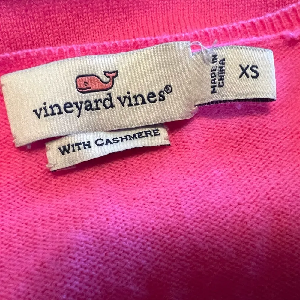 Vineyard Vines Pink Wool Cashmere Long Sleeve V-Neck Pullover Sweater Womens XS - Image 3
