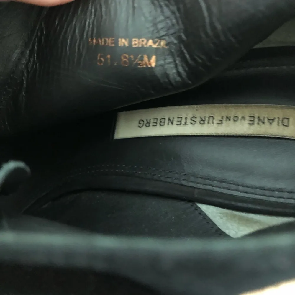 Diane Von Furstenberg Payton Black Wedge Boots Peep Toe Lace Up Black Su… - Image 9