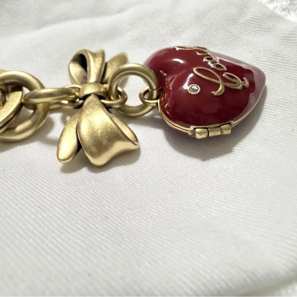 Coach Bow Heart Locket Bag Charm Keychain - Image 5