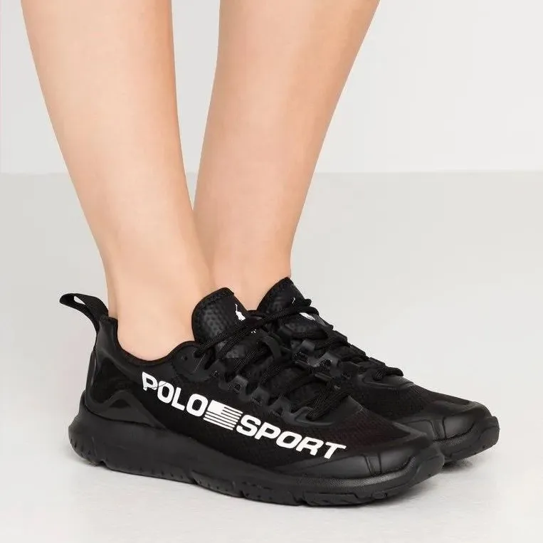 Ralph Lauren Polo Sport Logo Tech Racer Low Top Lace Up Black Sneakers - Image 5