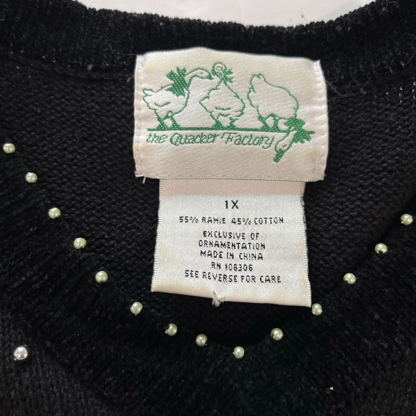 Quacker Factory Black Christmas Tree Holiday V Neck Pullover‎ Sweater Size 1X - Image 10