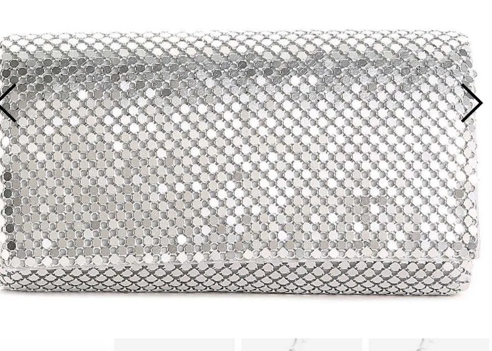 Lulu Townsend Silver Metal Mesh Purse Clutch - Image 5