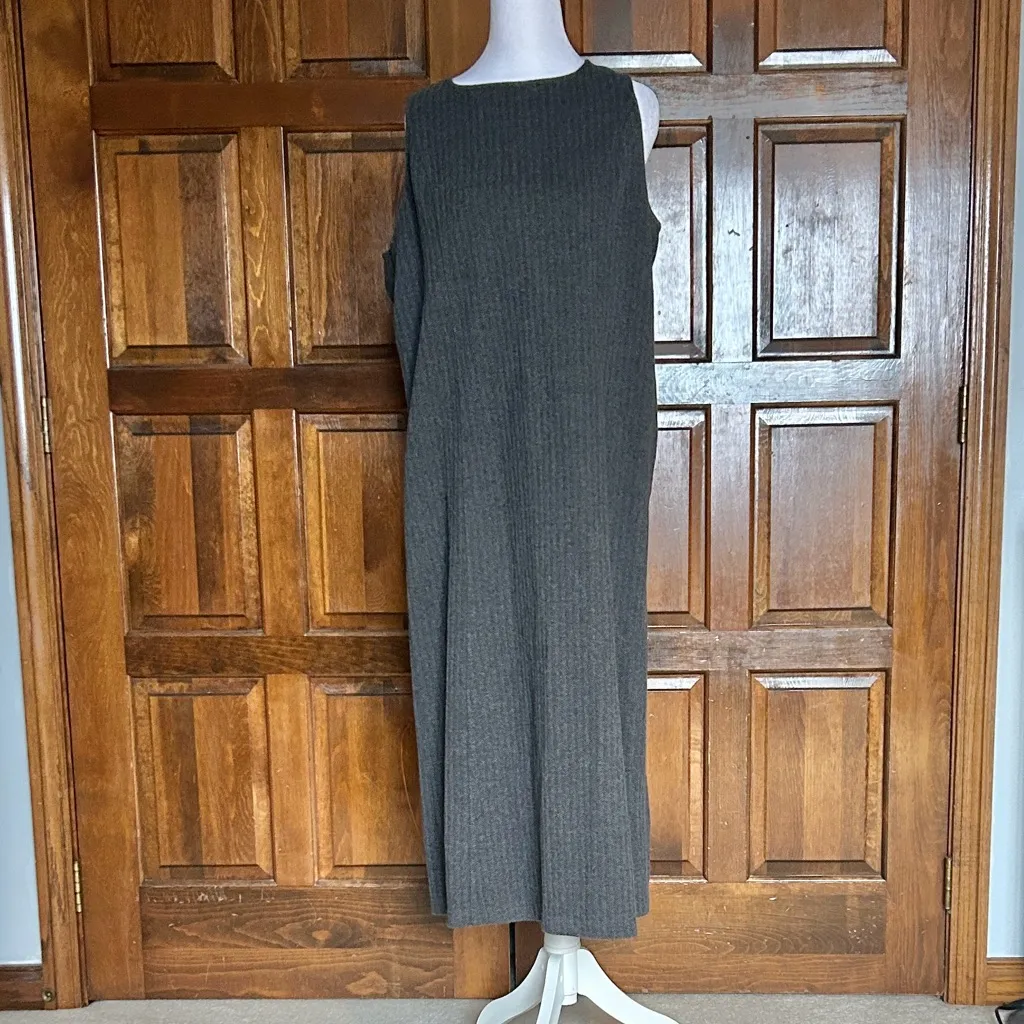 Vintage Lands’ End 90s Houndstooth Cotton Midi Dress Sleeveless Size M - Image 7