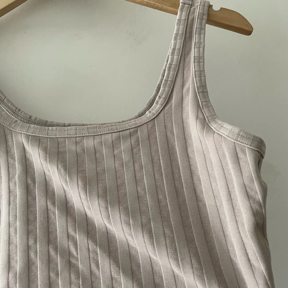 Aerie Offline Nude Ribbed OG Groove Lettuce Hem Crop Top Bralette - Image 3