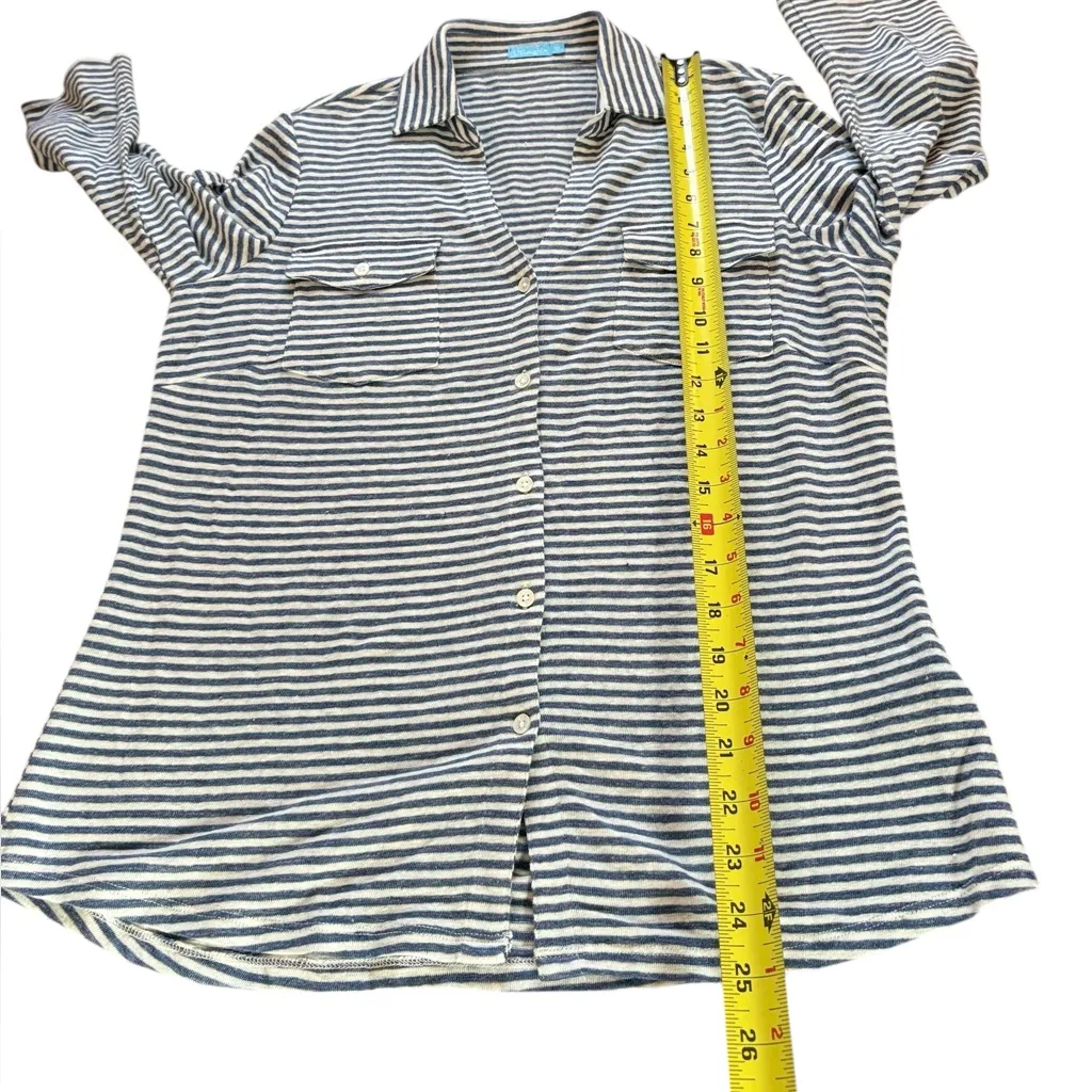 J Mclaughlin Brynn Linen Blend Top Nautical Stripe Button Up Womens Medium NWOT - Image 12