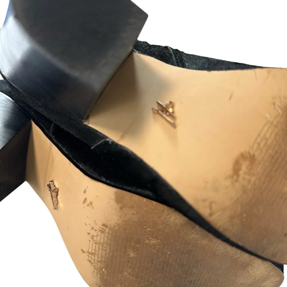 HAL RUBENSTEIN Black Cowhide Booties Size 8.5 Western Casual Leather Heels - Image 6