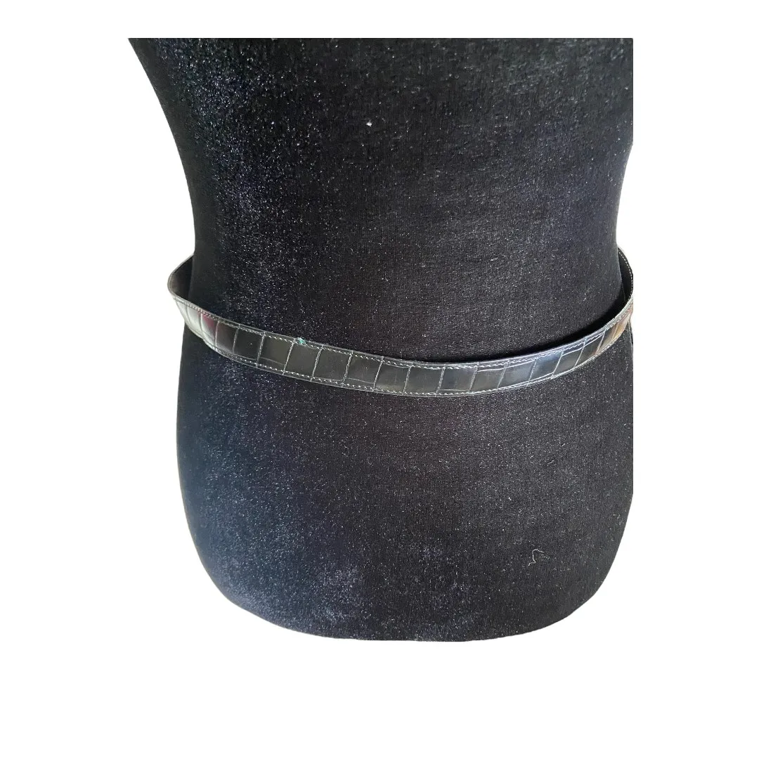 Brighton C6600 Reversible Brown‎ Black Thin Leather Belt Croc Embossed - Image 4