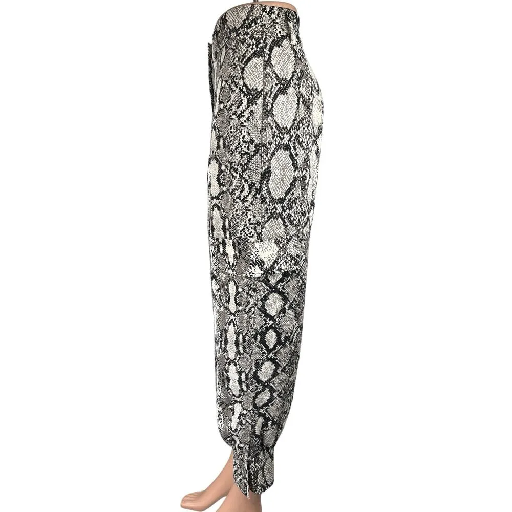 Express Black Gray Snakeskin Animal Print High Waisted Jogger Pants Size 4 - Image 2