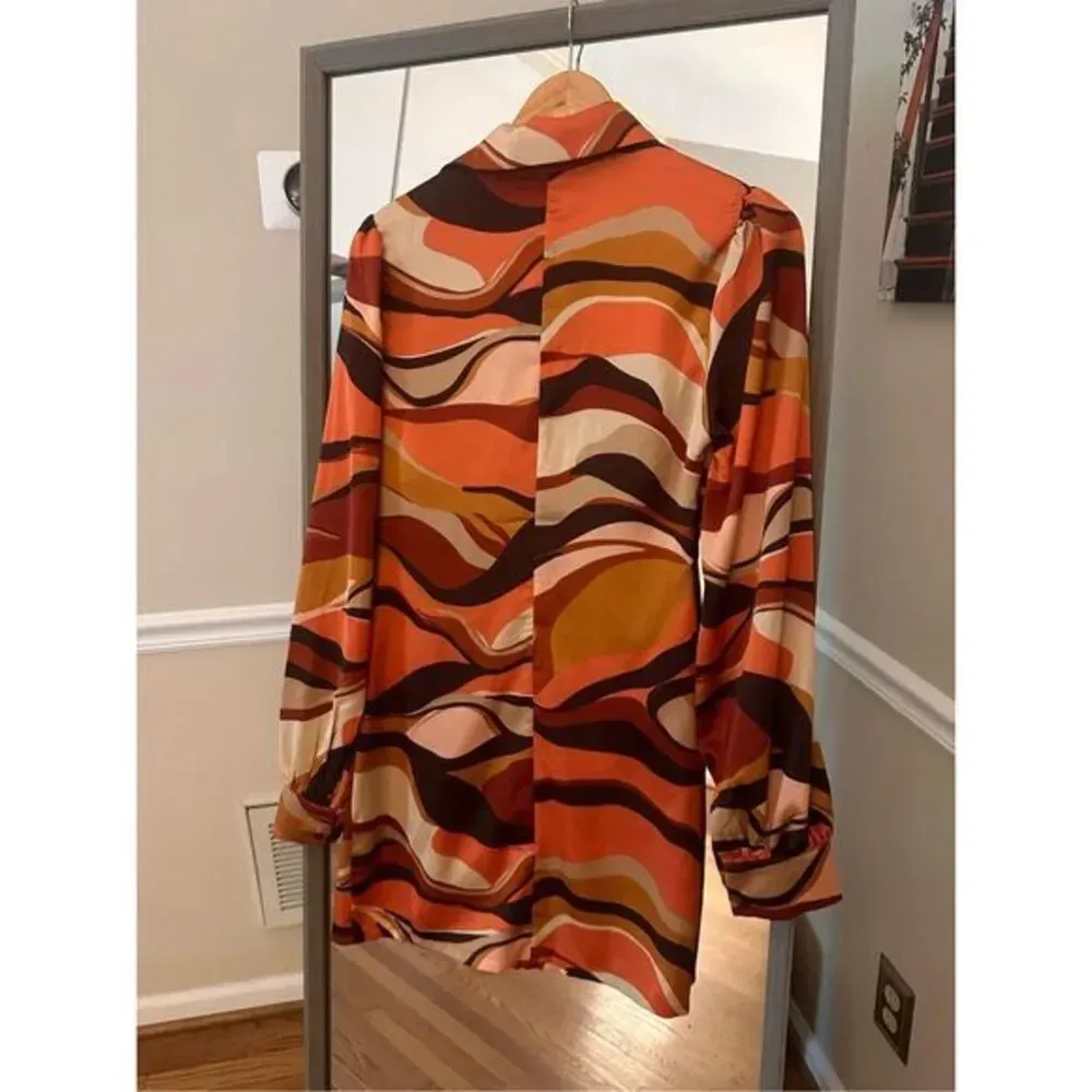 HYfVE Button Down Dress Come Again Printed Dress-Brown NWT Small‎ - Image 4