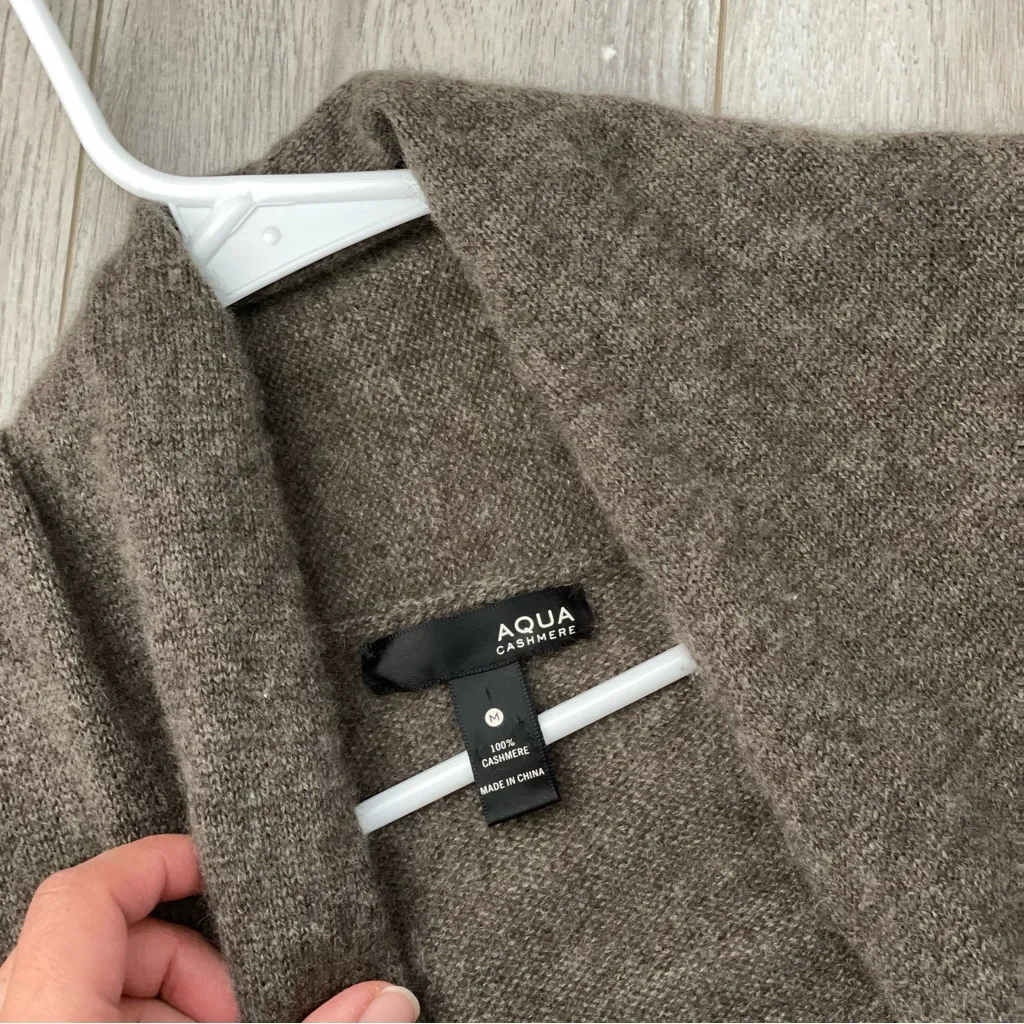 Aqua Cashmere Cardigan open front long womens Brown medium classic contemporary - Image 2
