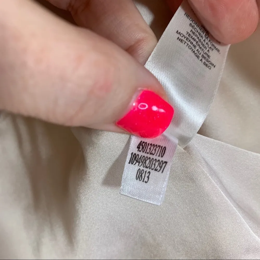 White House Black Market Cream Metallic Peplum Brocade Top - Image 4