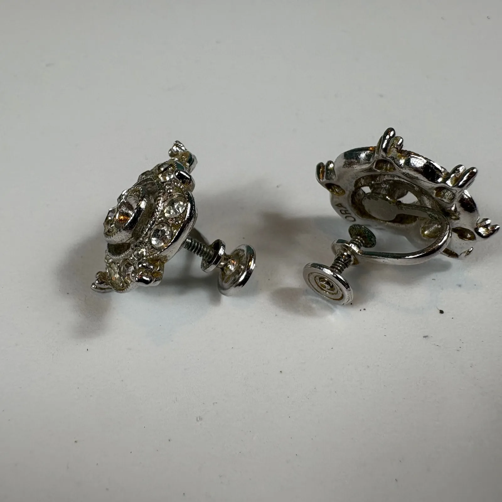 Vtg Silver Tone Rhinestone Jewelry Set Necklace Bracelet Clip - Image 16