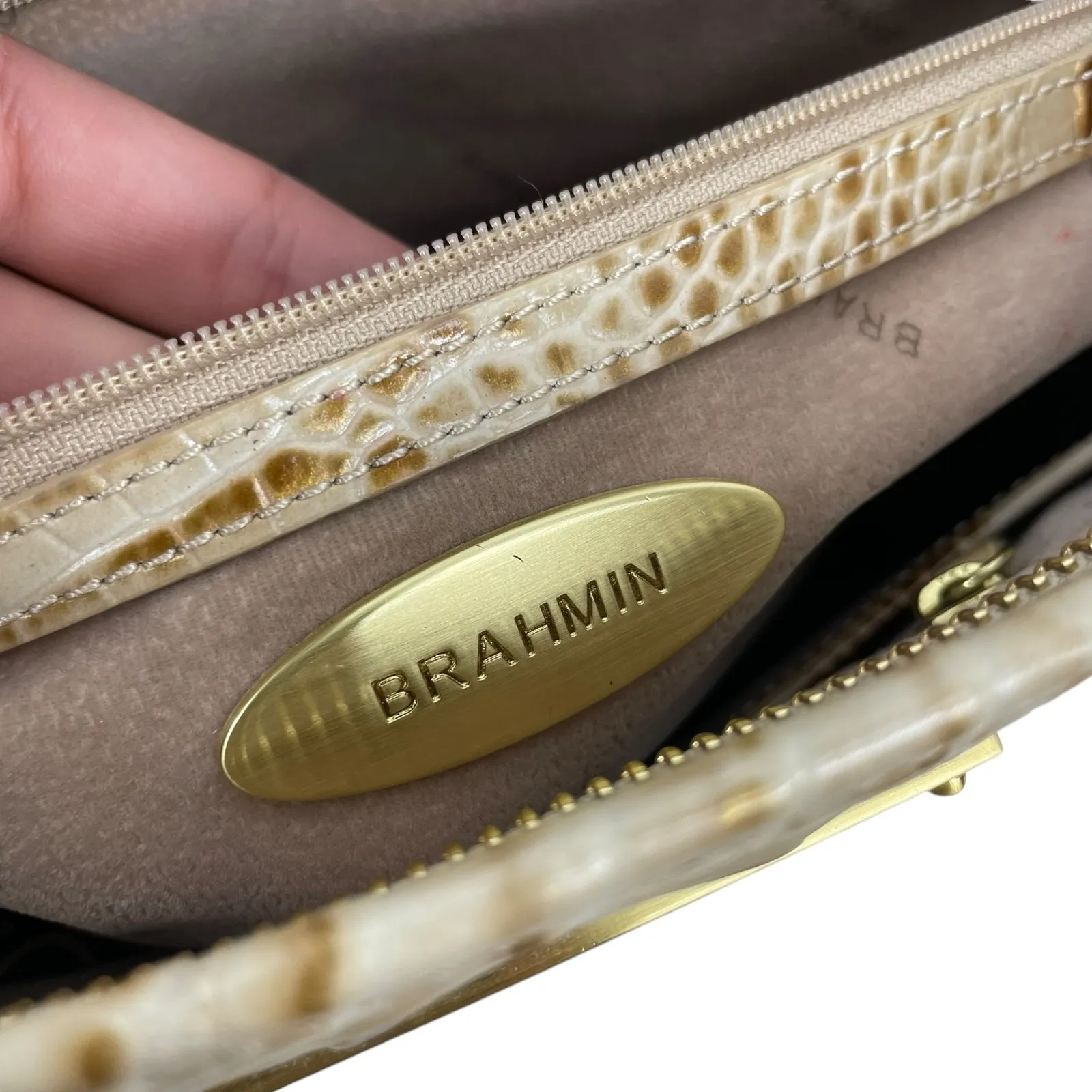 Brahmin Medium Asher Melbourne Tote Bag Shoulder Bag Leather Tan - Image 9