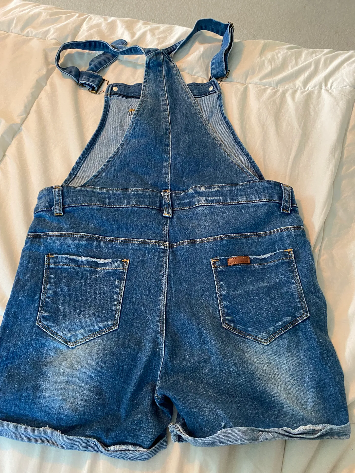 Denim Overall Shorts Blue Size XS - Image 2
