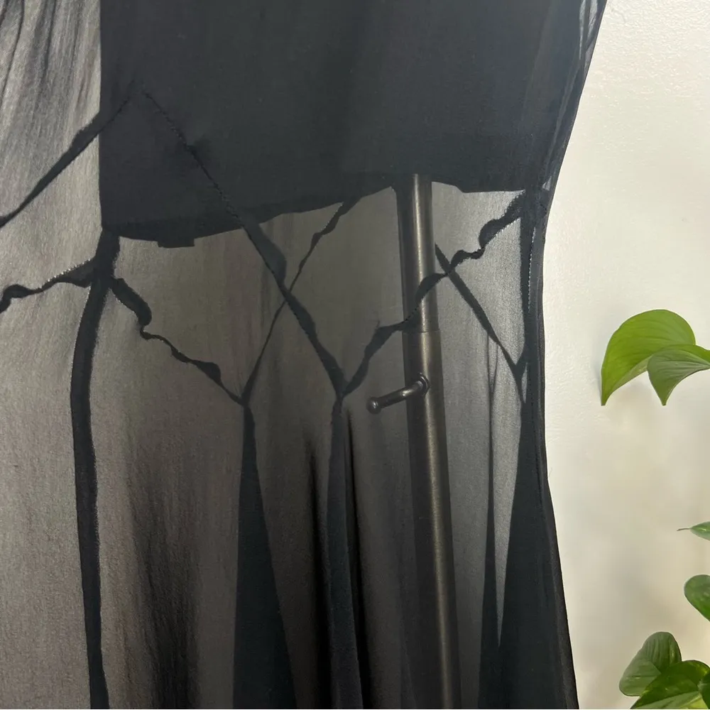 Silk Halter Black Maxi Evening Dress with Handkerchief Hemline silk - Image 6