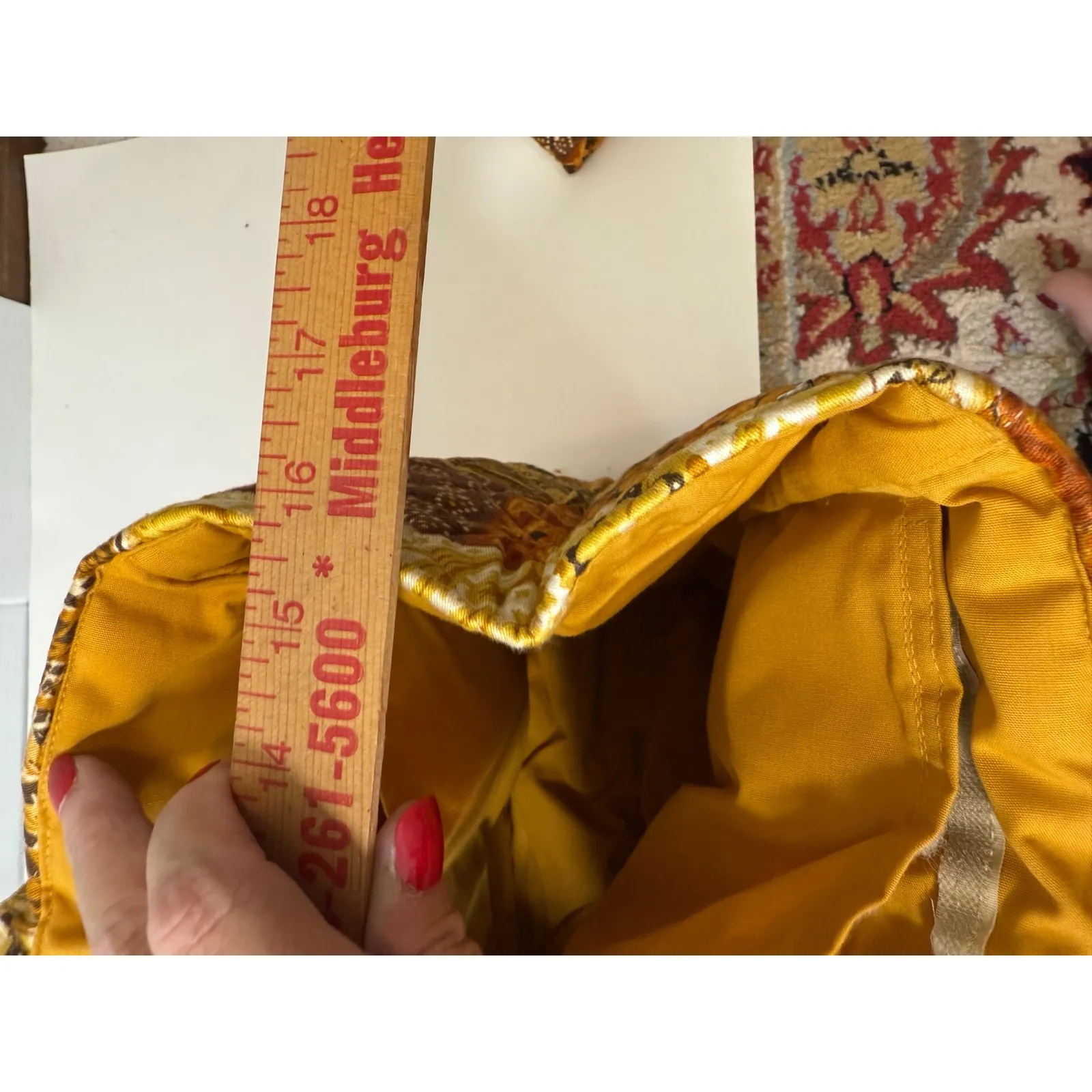 Daren's Bags Quilted Patchwork Tote Purse with Accessories Brown Yellow Orange - Image 12