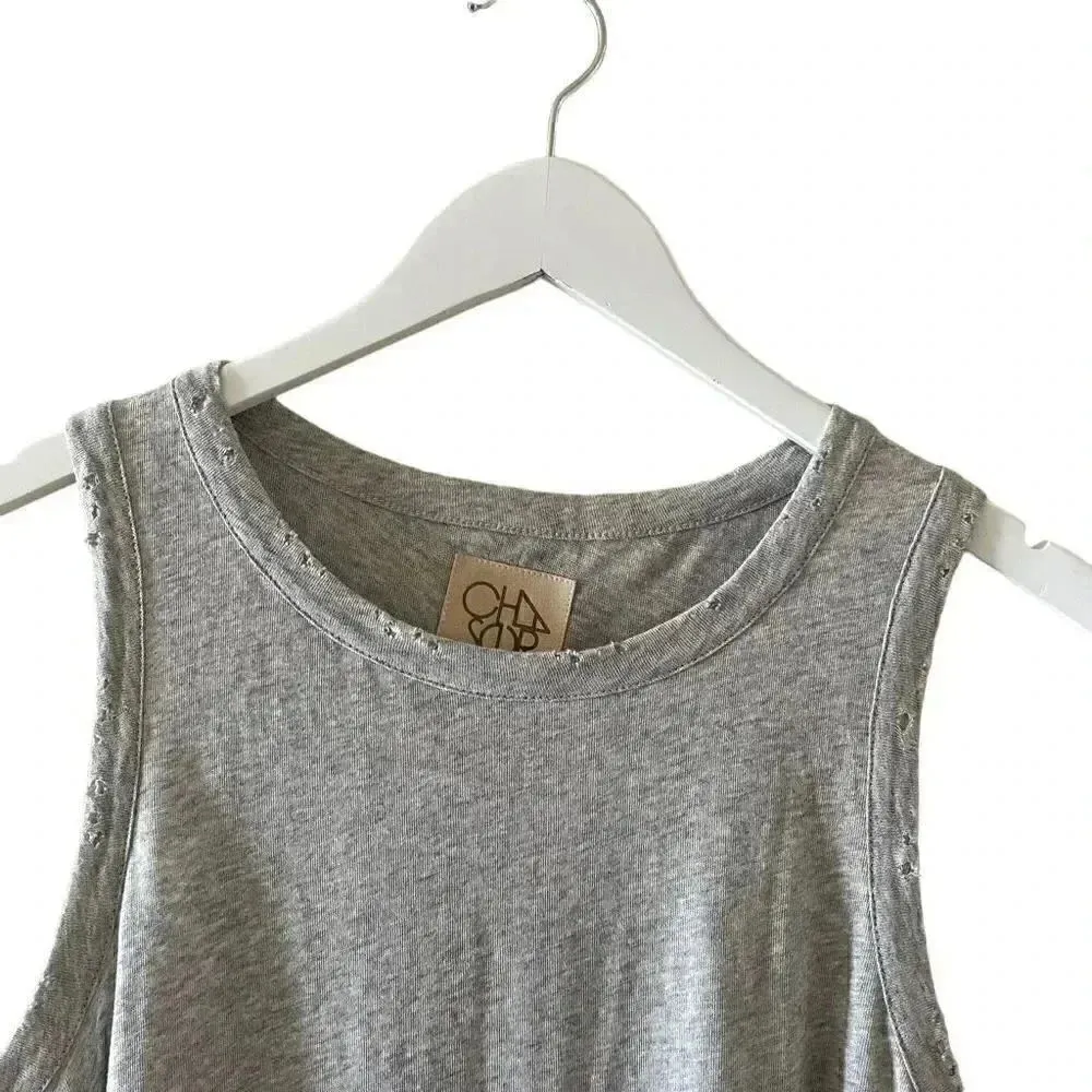 Chaser CREW NECK MUSCLE TANK Heather Gray  Festival Bohemian Sleeveless SZ M - Image 2