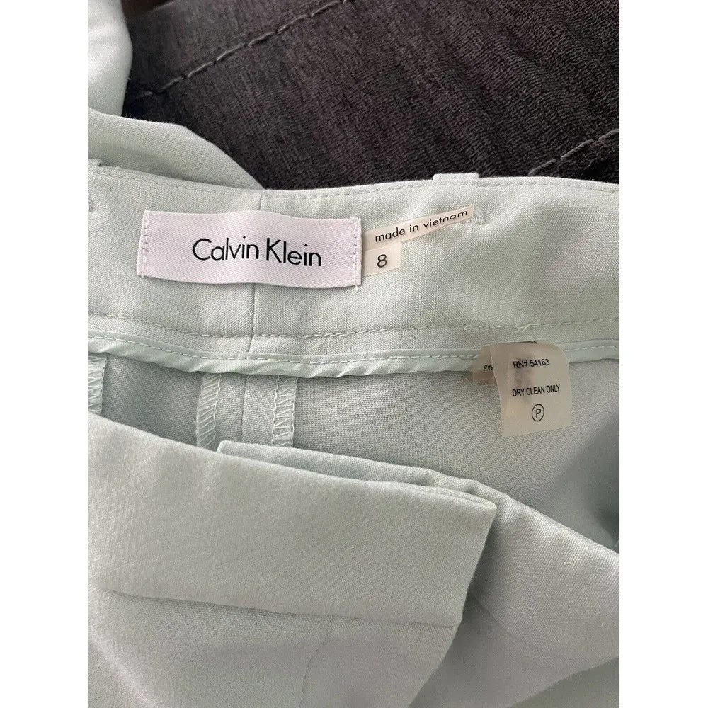 Calvin Klein Mint Green Mid Rise Pleated Straight Leg Trouser Dress Pants Sz 8 - Image 6