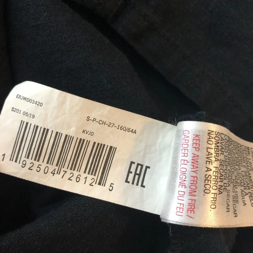 Roxy Womens Overall Mini Dress Linen Blend Button Front Sleeveless Black S - Image 5