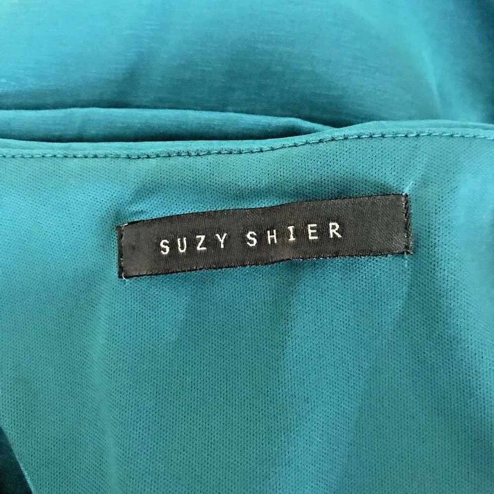 Suzy Shier Womens Cocktail Party Dress Small Green Blue Formal Sheath Sleeveless - Image 6