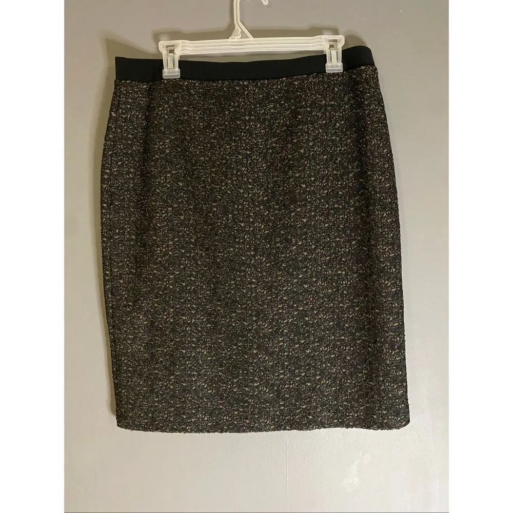 Sunny Leigh Black Silver Metallic Pencil Lined Skirt Size Large NWOT - Image 5