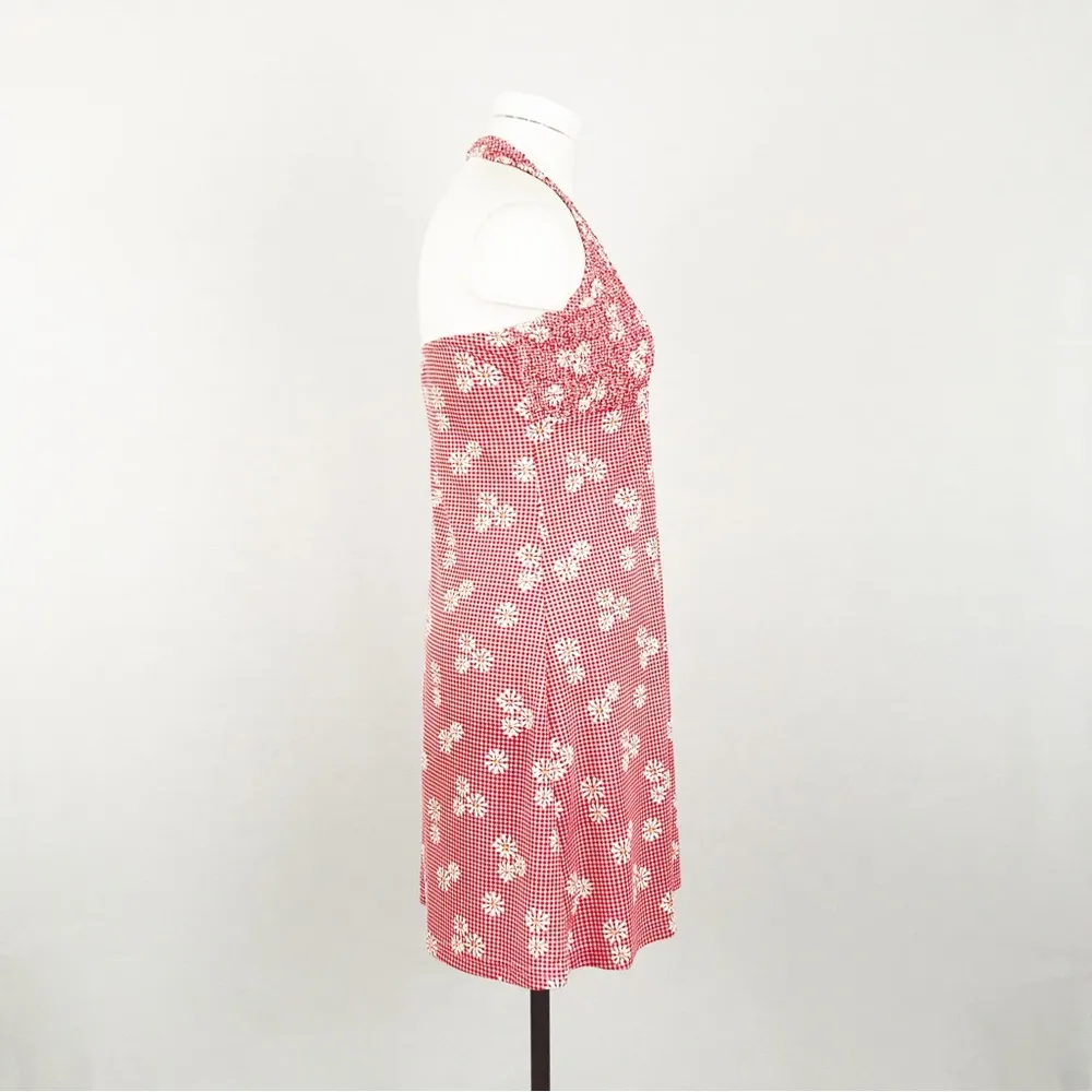 Vintage Smocked Gingham Halter Dress | Size M Red Size M - Image 7