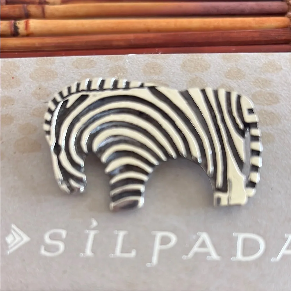 Silpada Sterling Silver Black and Silver Zebra Pin Brooch - Image 2