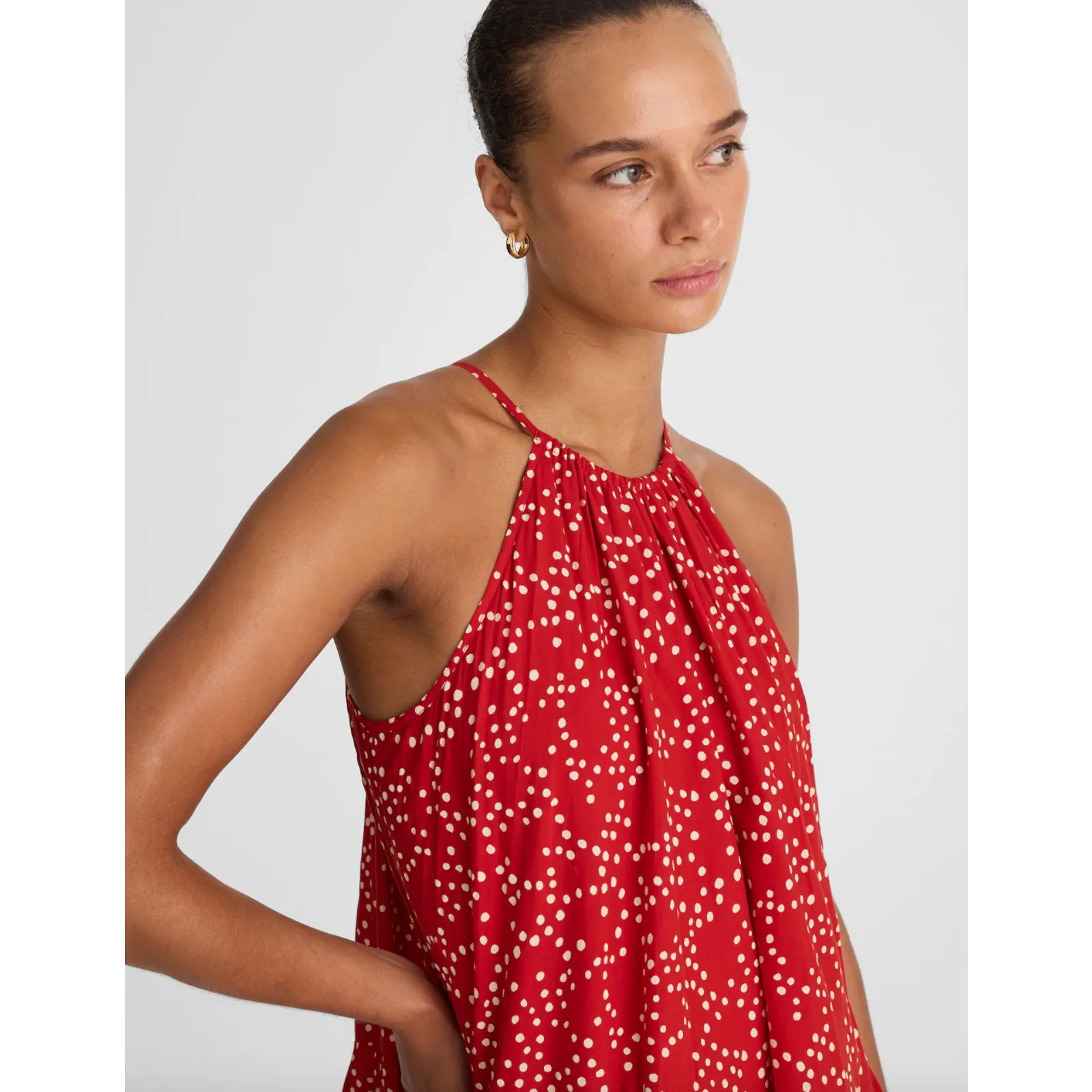 Madewell Drop Waist Mini Dress Polka Dot Trapeze Relaxed Festival Red XS NWT - Image 5