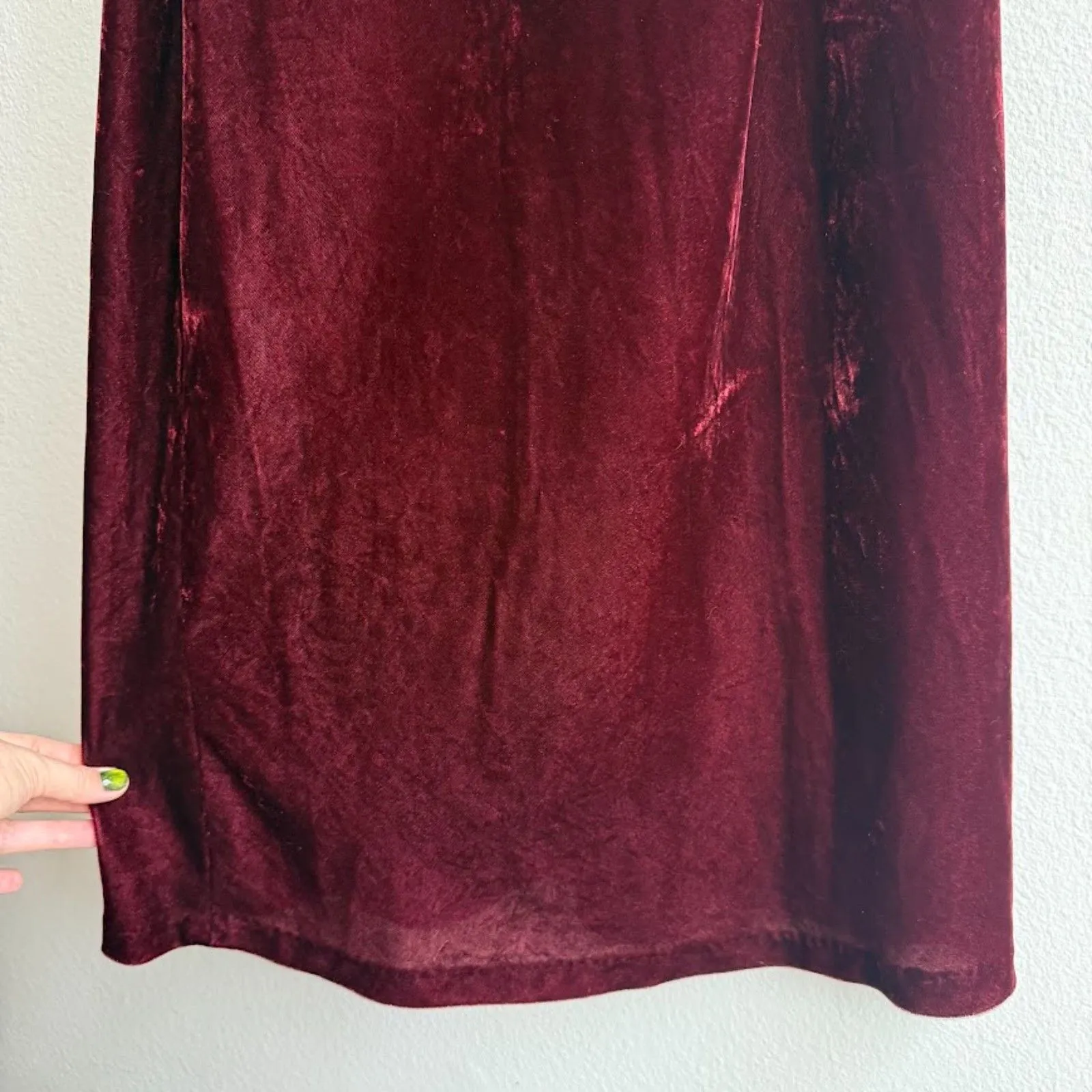 Boden Velvet Slip Midi Party Dress in Ruby Burgundy Red size 6L Tall - Image 7