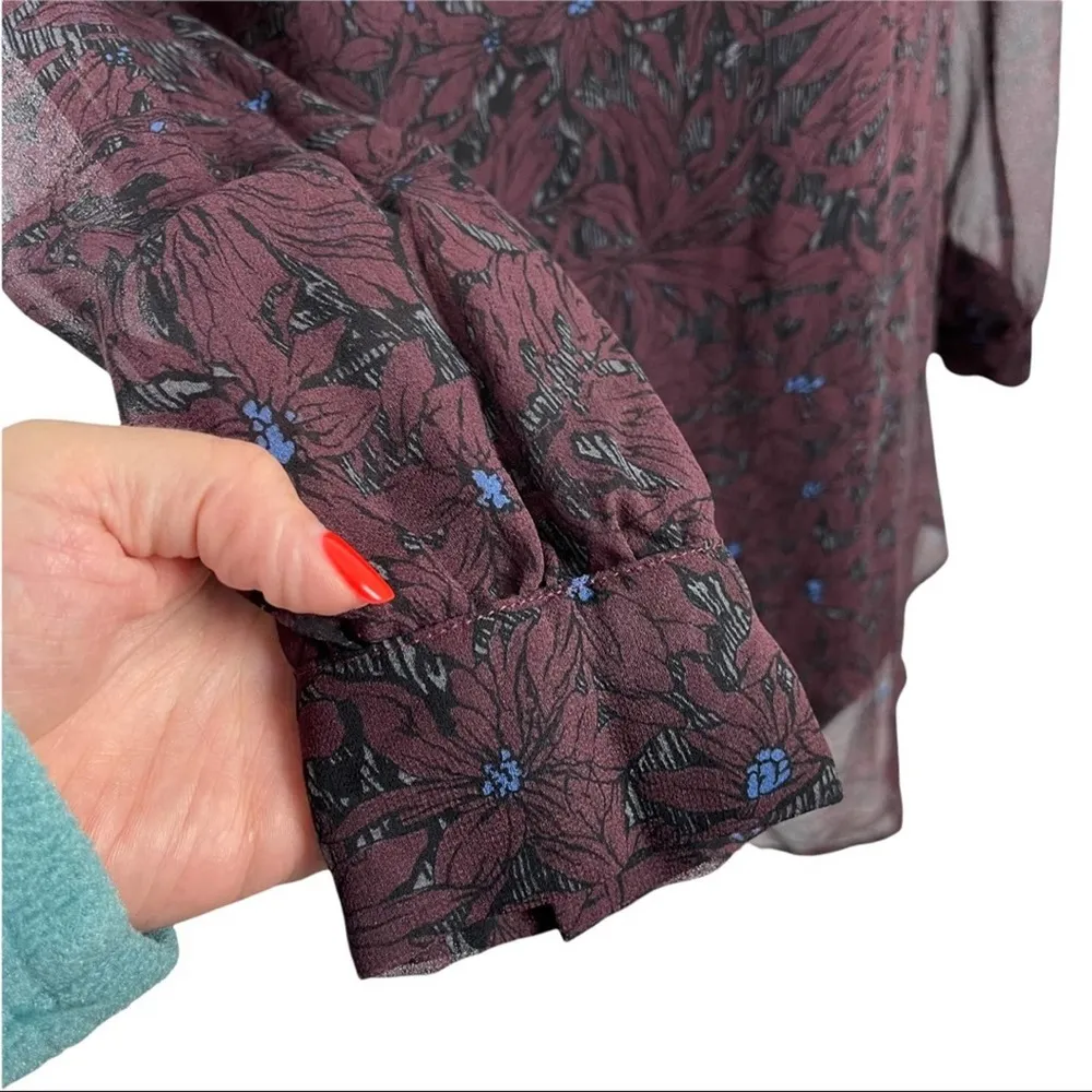 ASTR the Label Women's Long Sleeve Floral Chiffon Backless Dress Chiffon  Small - Image 4