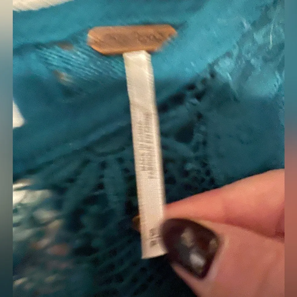 Free People Once Upon A Time Teal Lace Knit Bell Sleeve Top Fairy Boho - Image 15