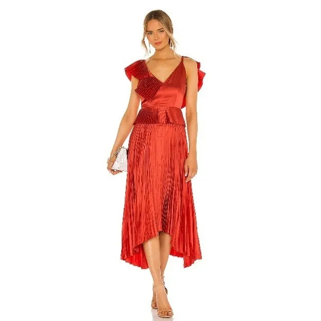 Amur Liliana Dress Size 2 Red - Image 3