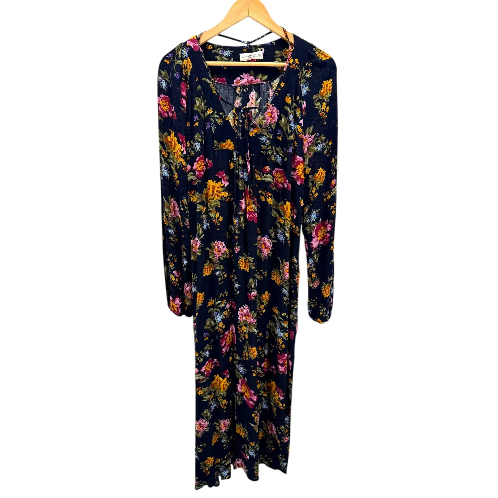 Natural Life Rowan Side Slit Midi Dress Floral Print Boho Cottagecore Whimsy XL - Image 4