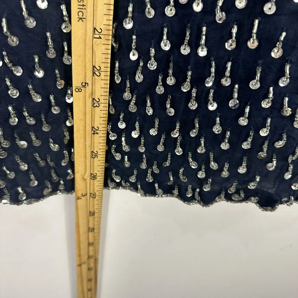 Vintage Joseph Le Bon Shirt Womens Medium Pure Silk Sequin Beaded 90s Glam Party - Image 5