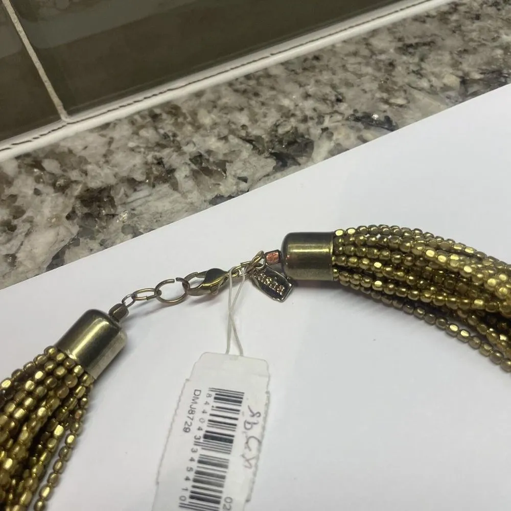 NWT Statement Costume Beaded Necklace Bead Clear / Gold Tone Signed Tasha - Image 9