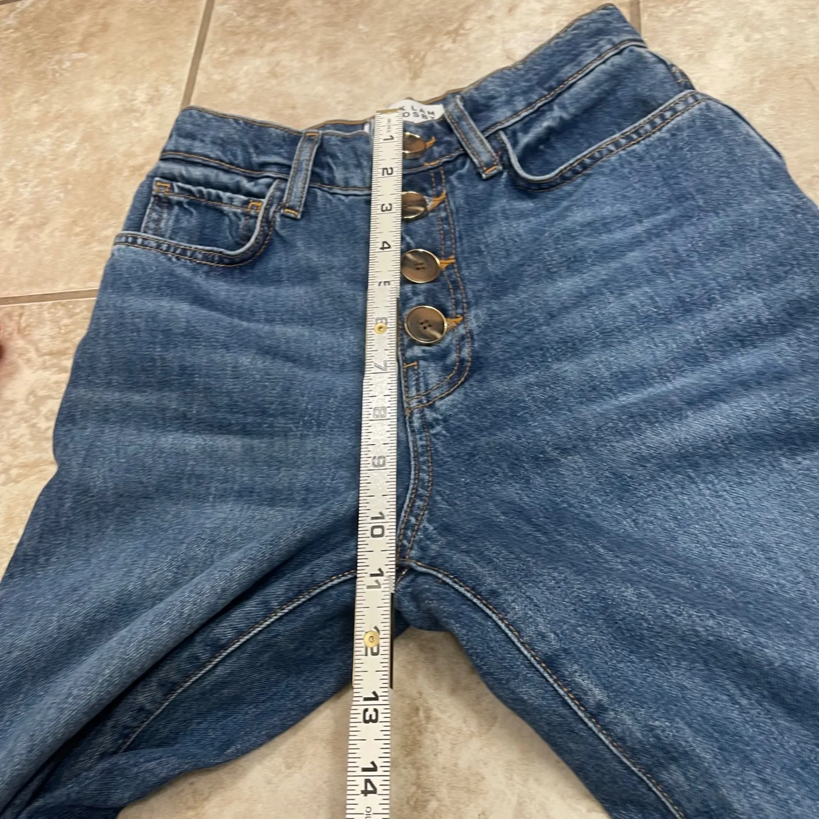 Derek Lam 10 Crosby Simon's Women's Denim Wide Leg Jeans Button Fly Cuffed Sz 25 Blue - Image 6