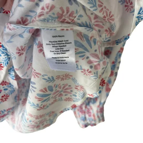 Talbots Size Small Scandinavian Print White Floral Blue‎ Light Top - Image 6