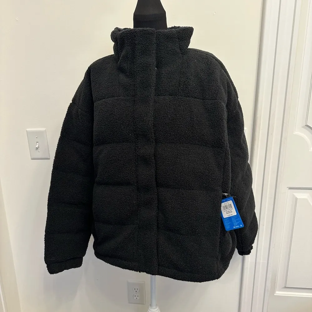 Columbia Ruby Falls Novelty Jacket Black Doodle Sherpa Coat 450 Down Fill NEW - Image 8