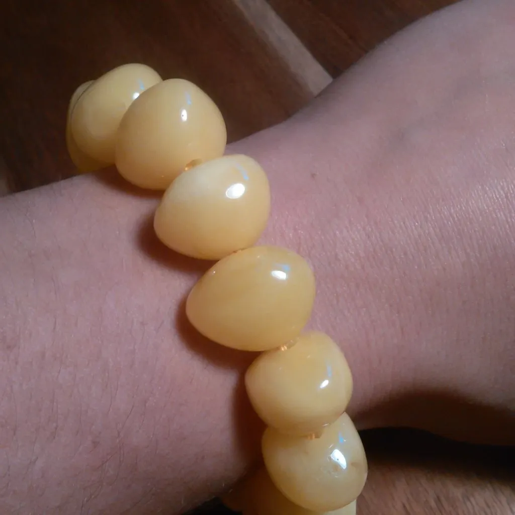 Lab Created Light Amber Nuggets Stretch Bracelet - Image 8