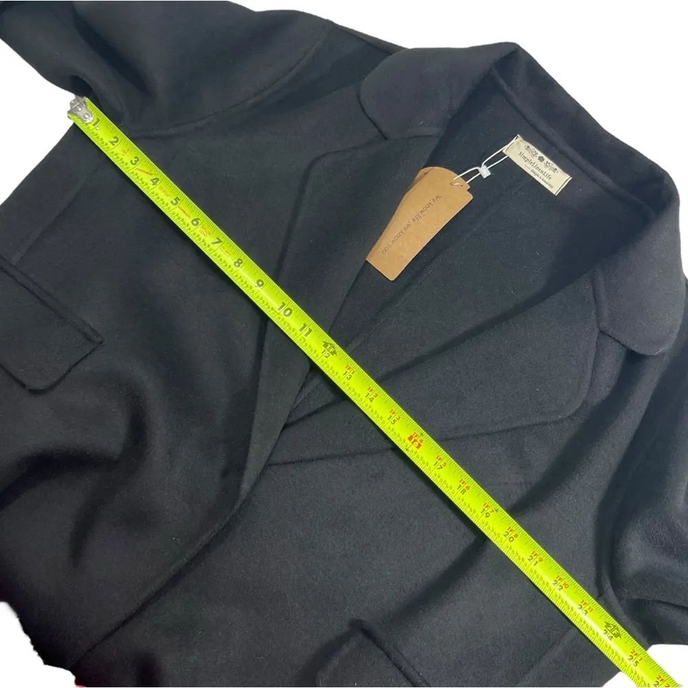 SimpleLinenLife Mid Length Wool/Cashmere Blend Winter Coat in Black Size L - Image 11