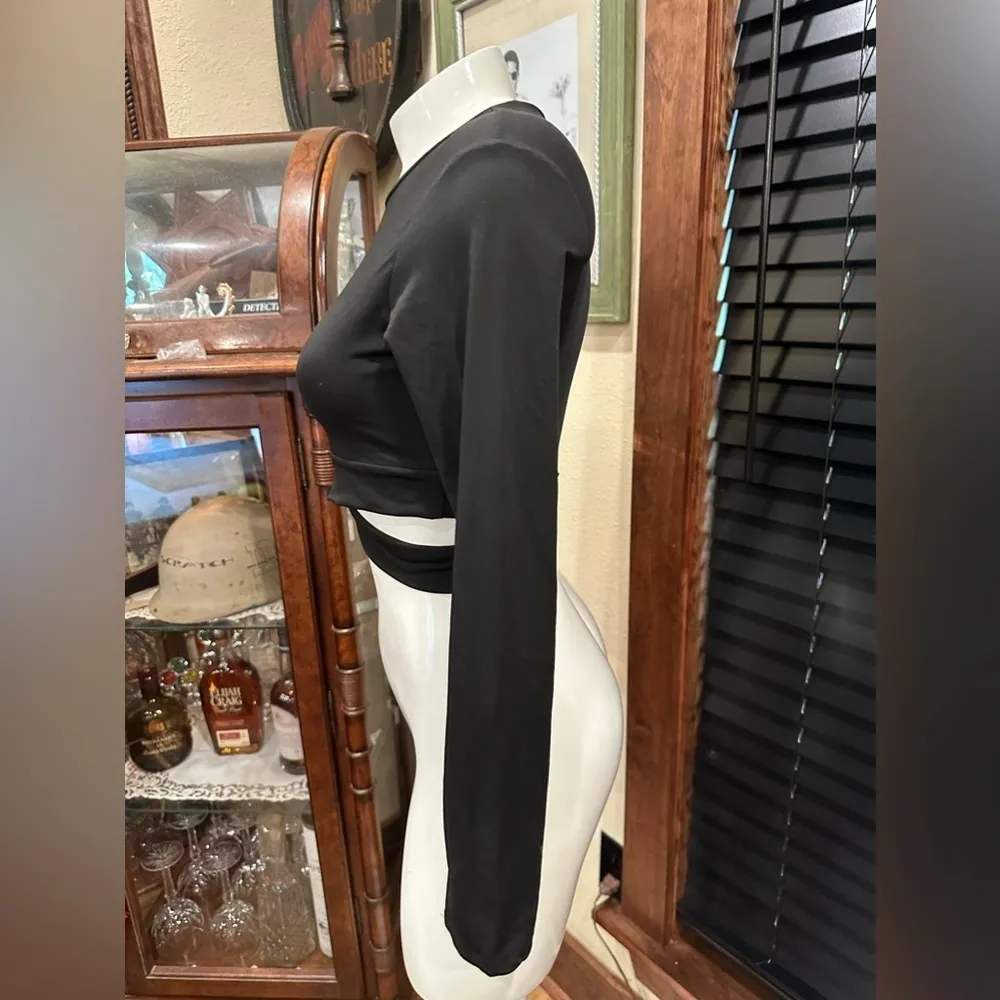 FITTOO Women Yoga Shirt Sports Running Sportswear Crop Top Exercise Gym Black Size M - Image 3