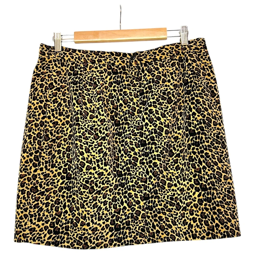 Vintage Skirt Andrew America Women 16” Flat Leopard Velvet Mini Mob Indie Anthro - Image 2