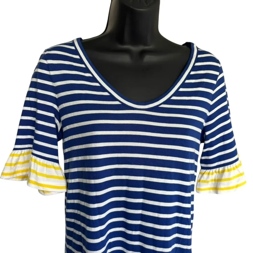 Boden Imogen‎ Jersey Striped Dress Sz 2r Navy Nautical Lagenlook Seersucker Blue - Image 2