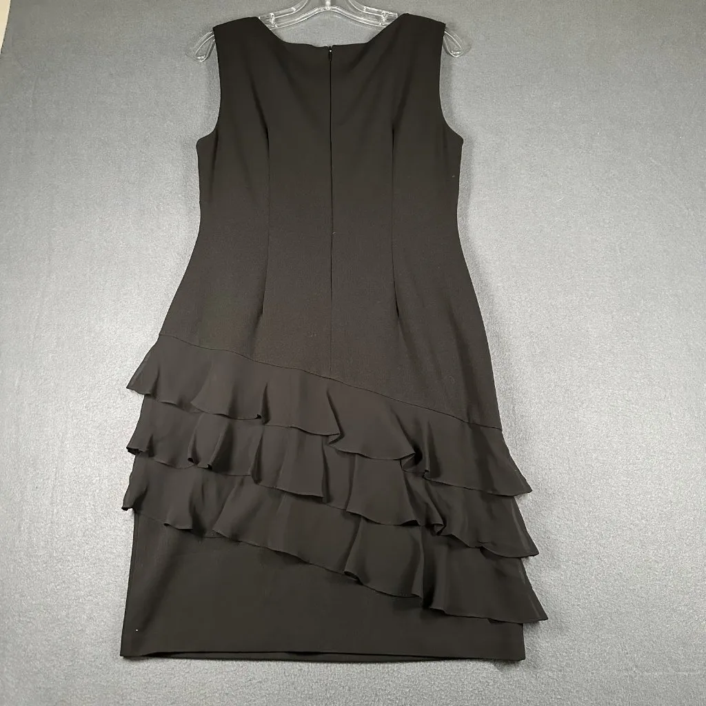 Connected Apparel Dress Womens 6 Black Sleeveless Ruffle Tiered Layer Cocktail - Image 7